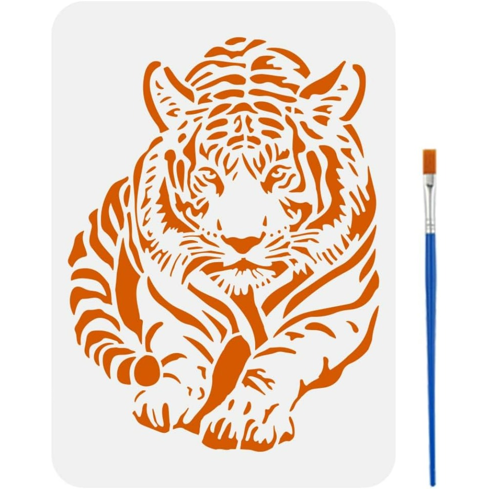 Photography Technique - Tiger Stencil with Paint Brush 8.3x11.7inch