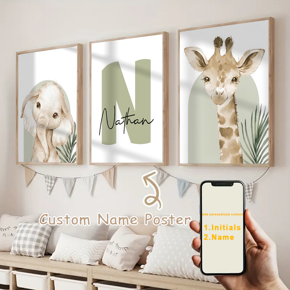 Photography Kit - 3pcs/set Customized Personalized Name Safari Canvas