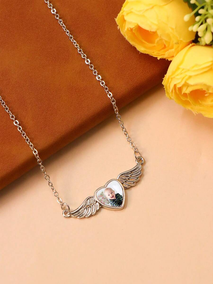 Photographic Memory - Custom image angel wings necklace, personalised