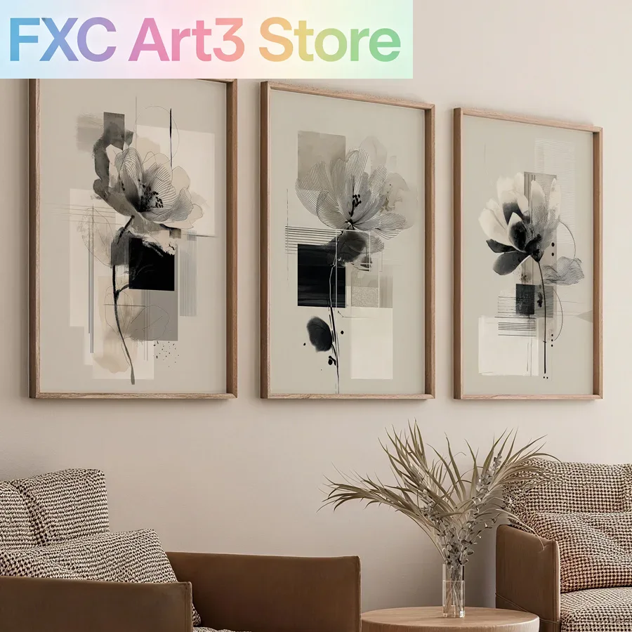 Photography Kit - 3pcs/Set frameless , Abstract Modern Floral
