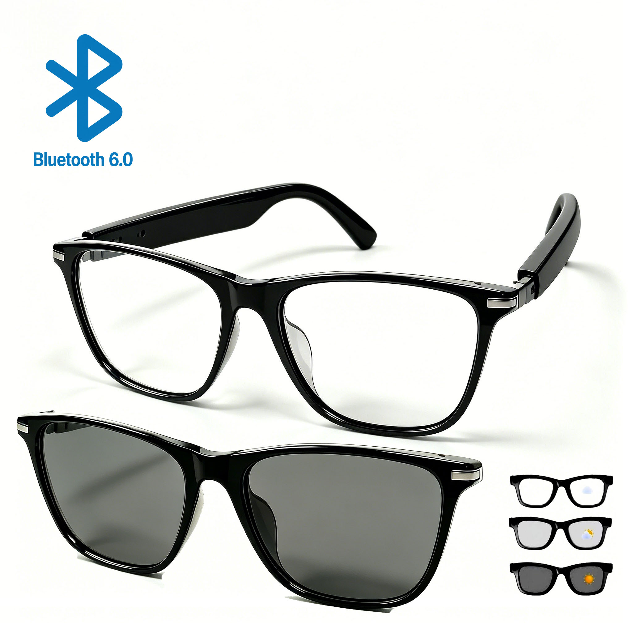 Photography Outdoor - Black Smart Bluetooth Glasses Lightweight Sunglasses