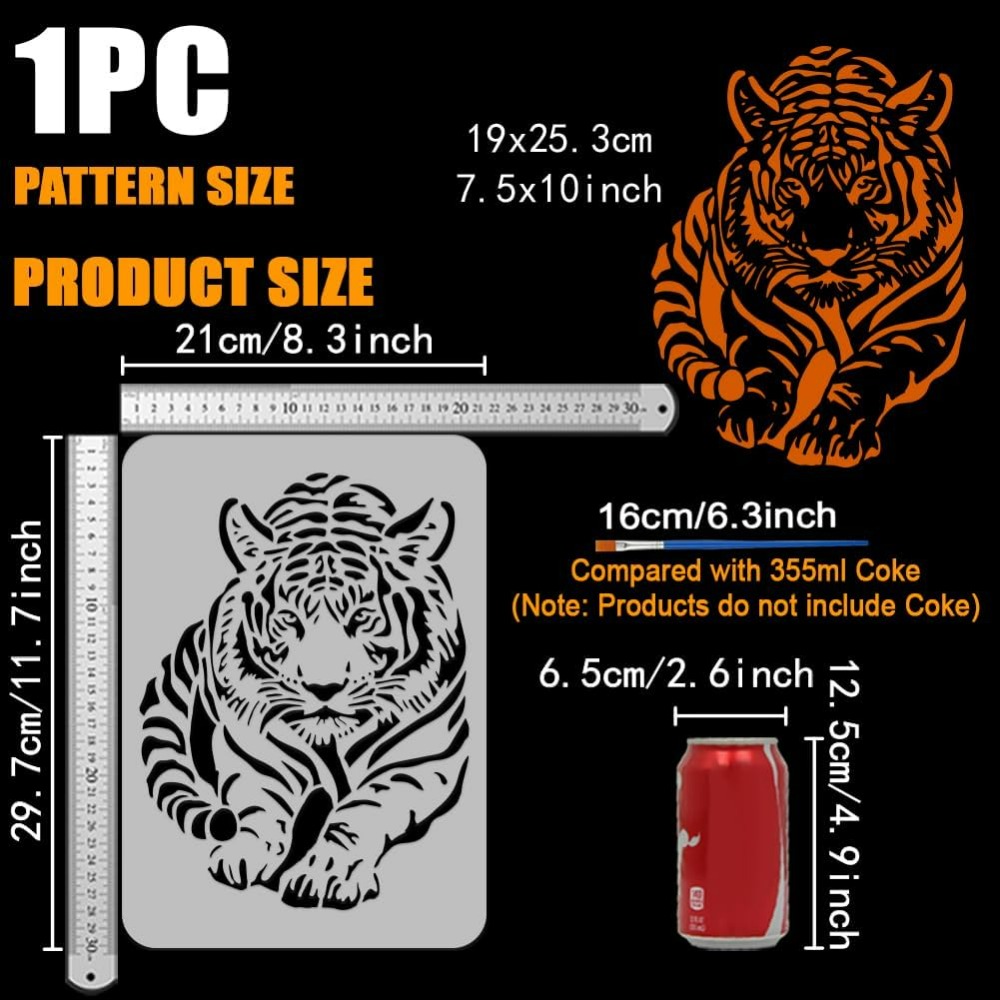 Tiger Stencil with Paint Brush - Photography Technique avis et prix