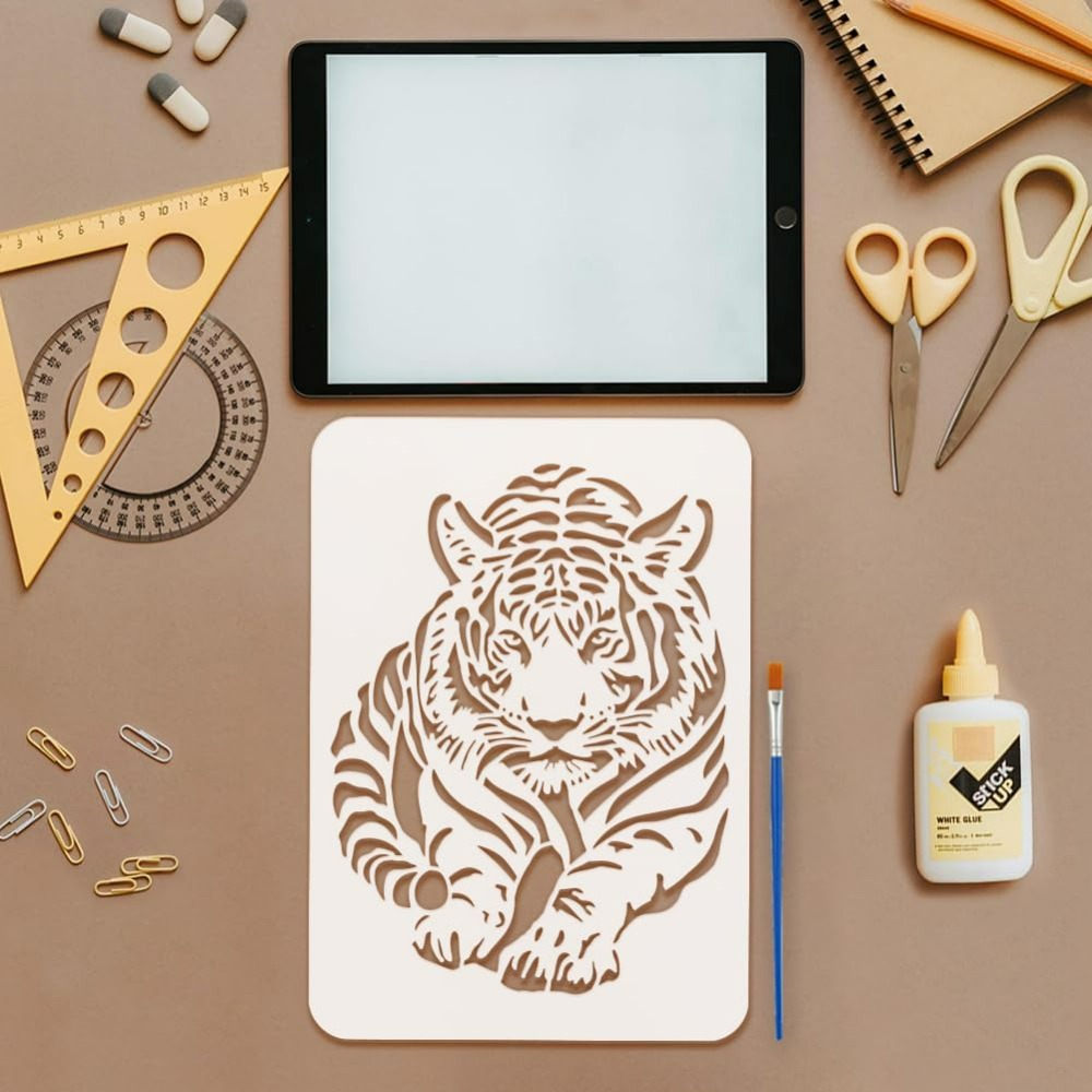 Tiger Stencil with Paint Brush - Photography Technique avis et prix