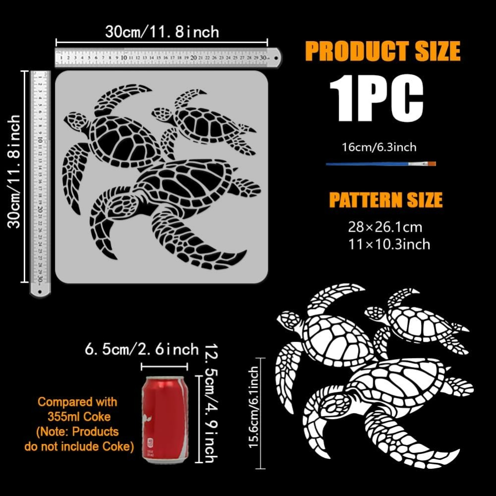 Turtles Stencil for Painting w - Photography Technique avis et prix