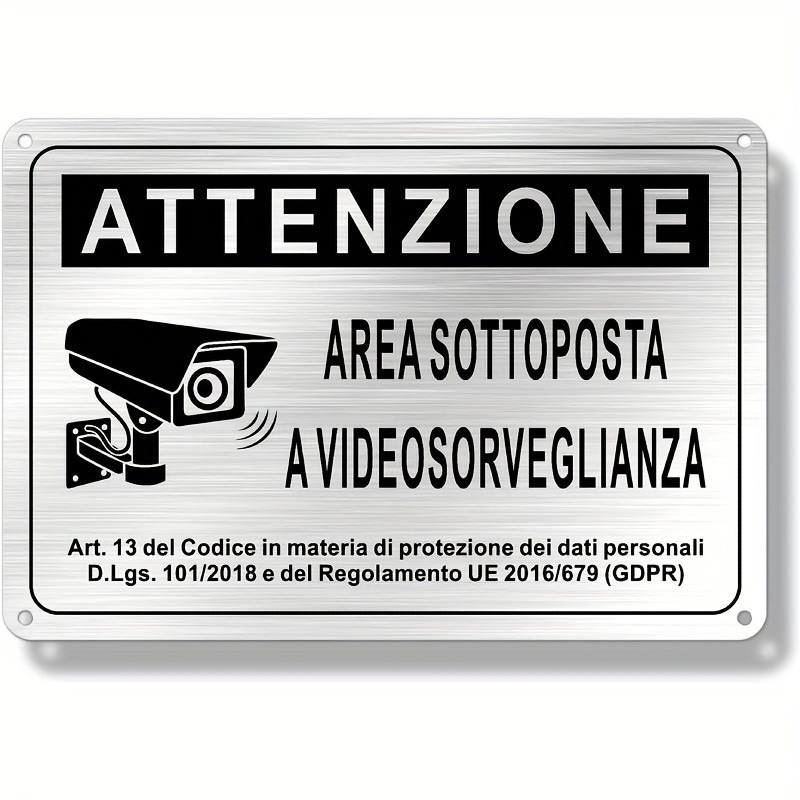 Italian Security Sign 20X30cm  - Photography Unit avis et prix