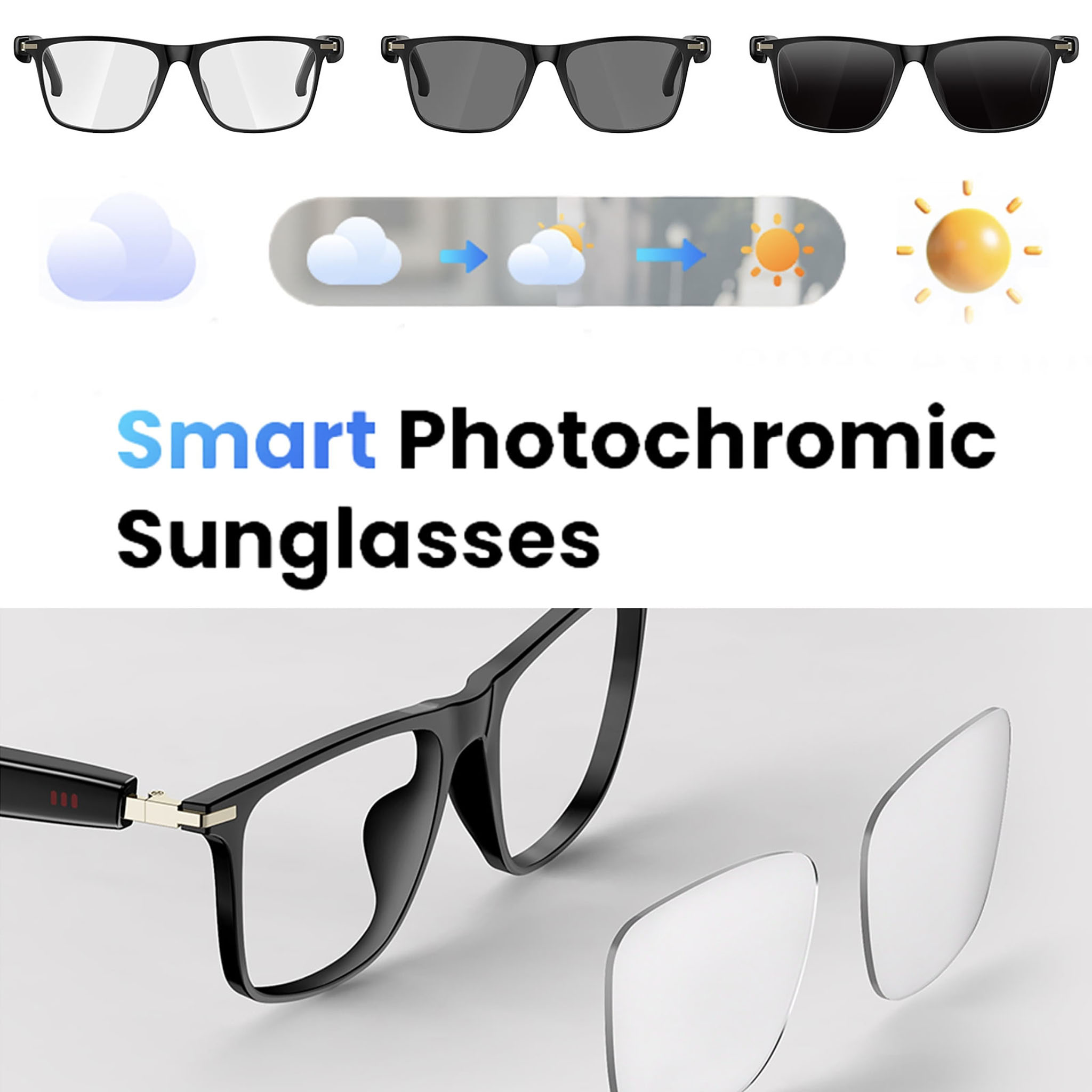 Black Smart Bluetooth Glasses  - Photography Outdoor avis et prix